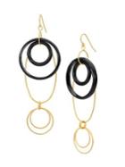 Gold And Honey Thin Lucite Oval Drop Earrings