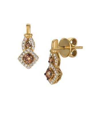 Le Vian Chocolatier Chocolate Diamonds, Vanilla Diamonds And 14k Honey Gold Drop Earrings