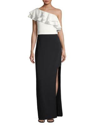 Laundry By Shelli Segal One-shoulder Ruffle Gown