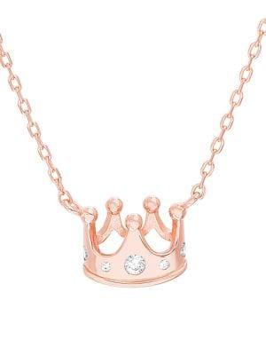 Lord & Taylor Lesa Michele Rose-goldplated & Cubic Zirconia Crown Pendant Necklace