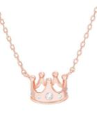 Lord & Taylor Lesa Michele Rose-goldplated & Cubic Zirconia Crown Pendant Necklace
