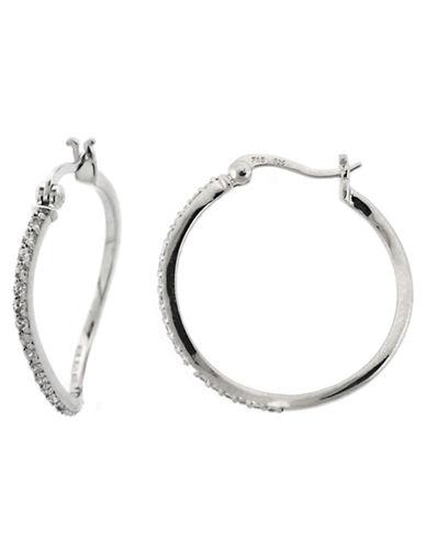 Lord & Taylor Sterling Silver And Cubic Zirconia Sculpted Hoop Earrings