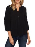 Cece French Cafe Pleated Three-quarter Sleeve Top