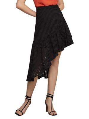 Bcbgmaxazria Asymmetric Ruffle Eyelet Skirt