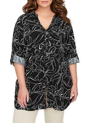 Addition Elle Michel Studio Plus Roll-up Sleeve Popover Tunic