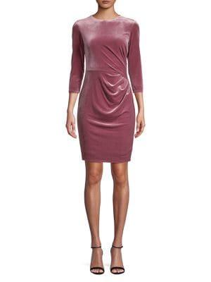 Eliza J Petite Crewneck Velvet Sheath Dress