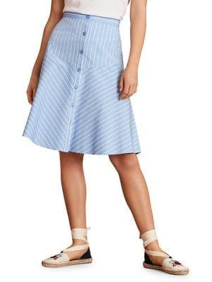 Brooks Brothers Red Fleece Striped A-line Skirt