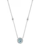 Effy 14k White Gold, Aquamarine & Diamond Pendant Necklace