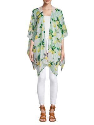 Accessory Street Lemon-print Striped Kimono
