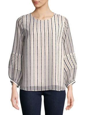 Calvin Klein Printed Bubble-sleeve Blouse
