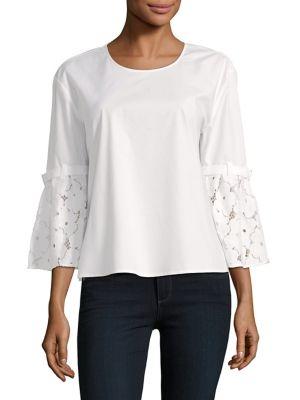 Ellen Tracy Lace Bell-sleeve Top
