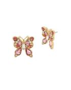 Betsey Johnson Floral Crystal Butterfly Stud Earrings