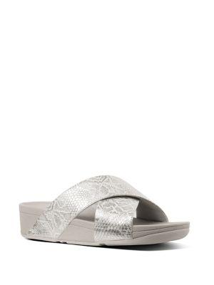 Fitflop Lulu Tm Python-print Leather Cross Slides