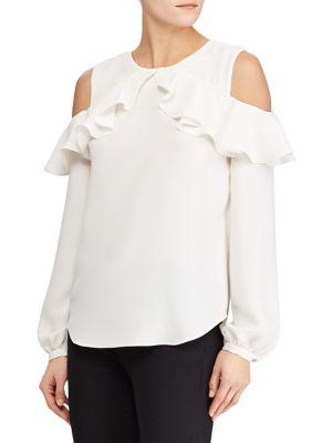 Lauren Ralph Lauren Cold-shoulder Ruffled Top