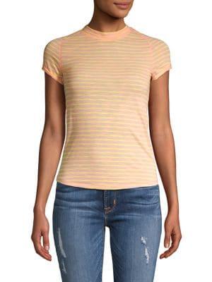 Free People Striped Cotton Blend Tee