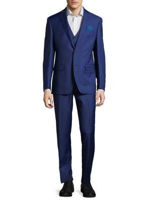 Tallia Orange Three-piece Slim-fit Wool Suit