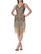 Js Collections Beaded Fringe Flapper Dress