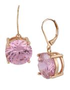 Betsey Johnson Rose Goldtone And Rose Crystal Drop Earrings
