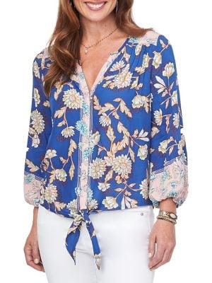 Democracy Floral-print Front-tie Top