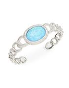 Nadri Blue Opal And Crystal Chainlink Cuff Bracelet