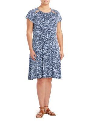 Michael Michael Kors Plus Floral Split Shoulder Fit-&-flare Dress