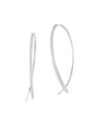 Lord & Taylor 925 Sterling Silver & Crystal Curved Drop Earrings