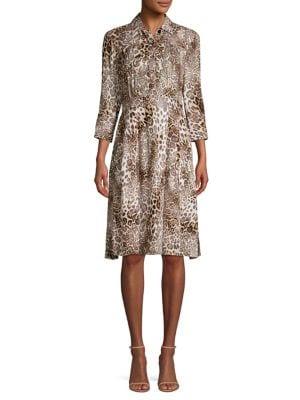 Elie Tahari Brinx Leopard Shirtdress