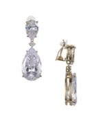 Nina Nirvana Crystal Double Drop Clip-on Earrings