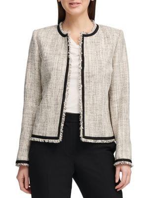 Donna Karan Frayed Tweed Jacket