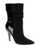 H Halston Antonia Suede And Patent Ankle Boots
