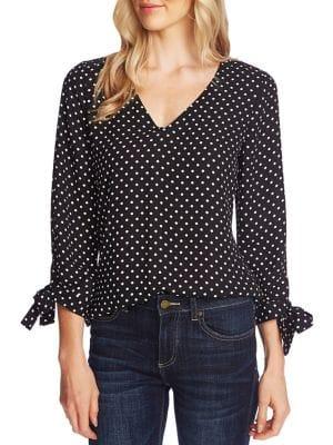 Cece By Cynthia Steffe Polka Dot V-neck Top