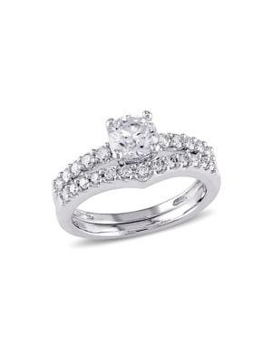 Sonatina 14k White Gold & Diamond 2-piece Bridal Ring Set
