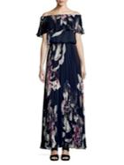 Xscape Printed Off-the-shoulder Dress