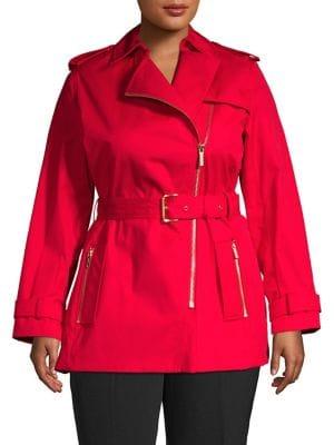 Michael Kors Plus Zip Front Trench Coat