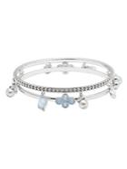 Marchesa Set Of Two Faux Pearl, Swarovski Crystal And Crystal Charm Bangle Bracelets
