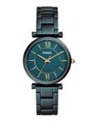 Fossil Carlie Three-hand Teal Green Stainless Steel Bracelet Watch