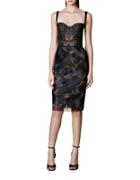 Marchesa Notte Floral Embroidered Sleeveless Dress