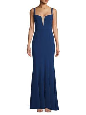 H Halston Floor-length Trumpet Gown