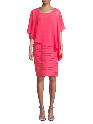 Adrianna Papell Asymmetrical Chiffon Overlay Dress