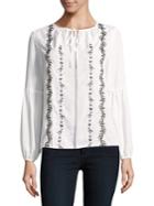 Lord & Taylor Plus Embroidered Long-sleeve Blouse