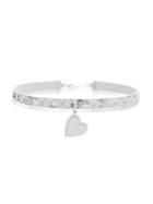 Lord & Taylor 925 Sterling Silver & Crystal Heart Charm Choker Necklace