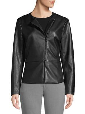 Imnyc Isaac Mizrahi Peplum Faux Leather Jacket