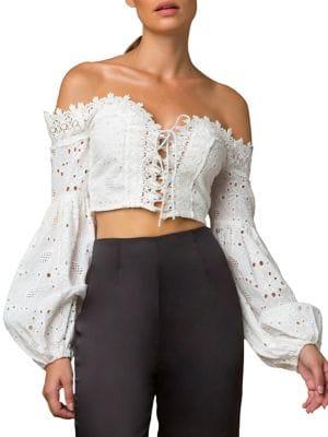Tiger Mist Zimmi Off-the-shoulder Cropped Top