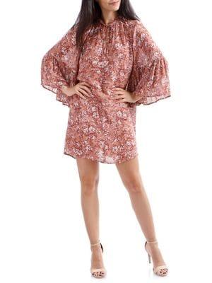 Lucky Brand Bell-sleeve Self-tie Floral Dress