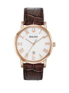Bulova American Clipper Stainless Steel & Leather-strap Watch