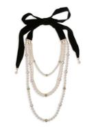 Laundry By Shelli Segal Multi-row Goldtone, Bead And Velvet Tie Necklace