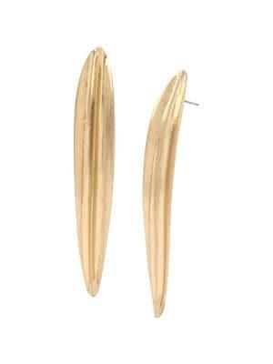 Robert Lee Morris The Goddess Sculptural Leaf Goldtone Stick Earrings