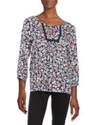 Velvet By Graham And Spencer Floral Peasant Top