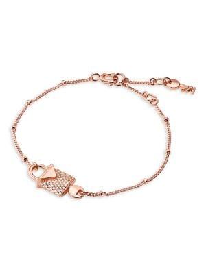 Michael Kors Kors Color Mercer 14k Rose-goldplated & Crystal Padlock Bracelet