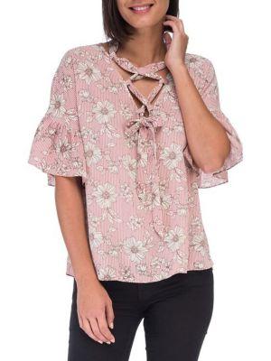 B Collection By Bobeau Willa Lattice Tie Blouse